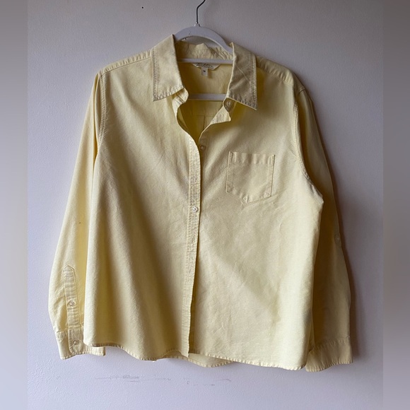 Vintage cotton button down longsleeve yellow - size S/M - Picture 2 of 5